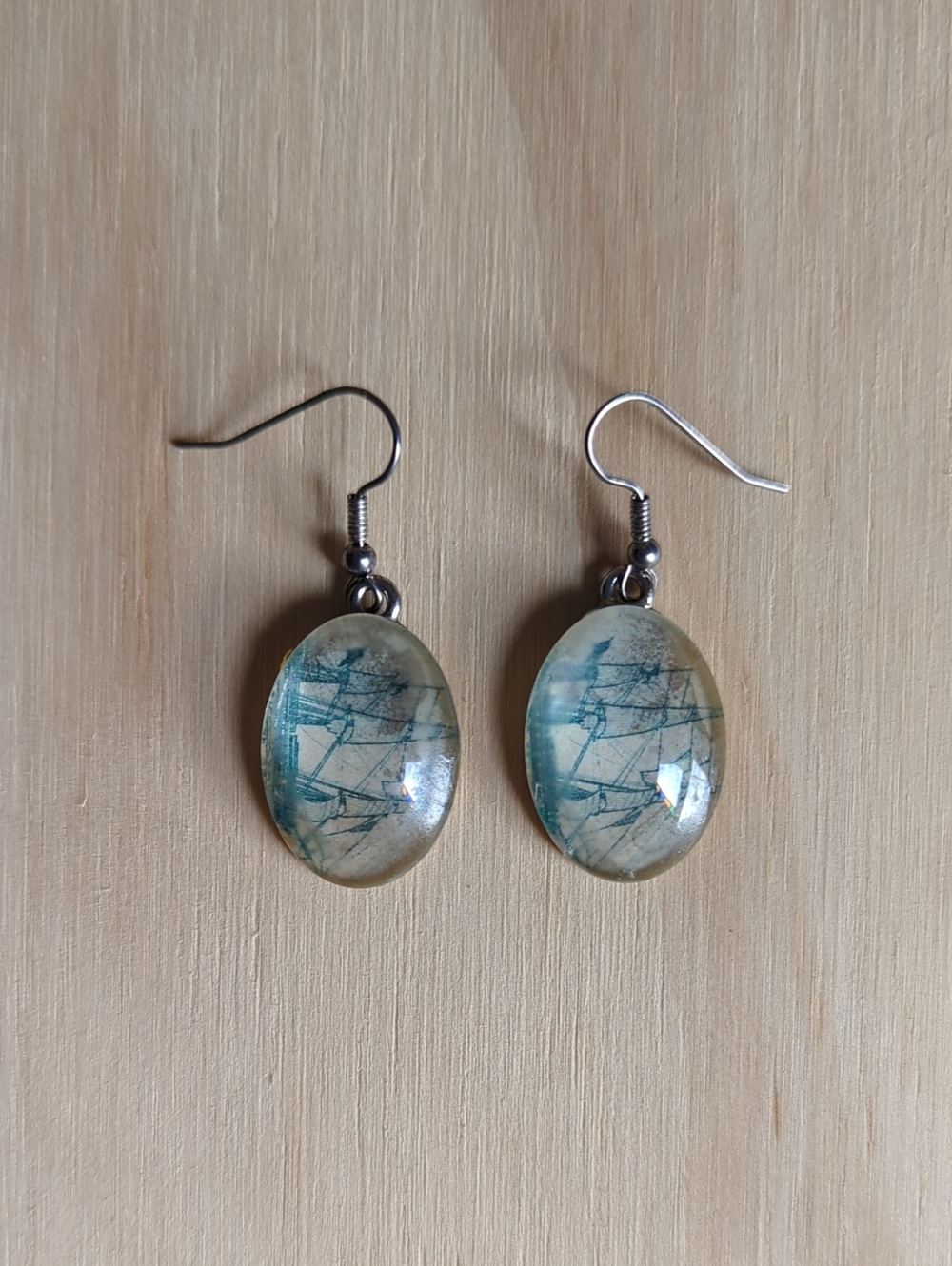 Handmade Teal Sailboat Earrings